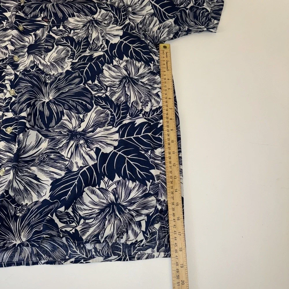 Polo Jeans Co Ralph Lauren Shirt Mens 2XL Blue Hibiscus Floral Rayon Hawaiian